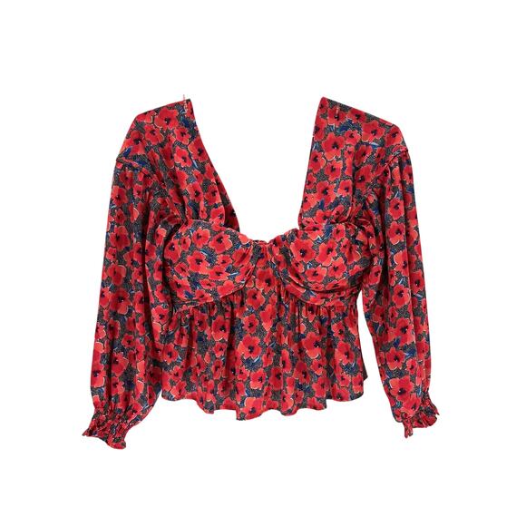 House Of Harlow 1960 x Revolve 'Burna' Red Polyester Blouse Size XS - Picture 2 of 4